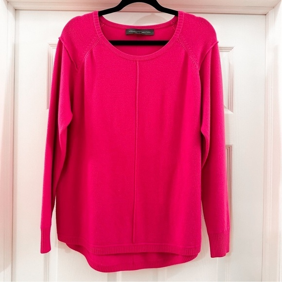 French Connection Babysoft Crew neck Jumper Sweater Bright Prosecco Pink sz LG - Picture 2 of 6